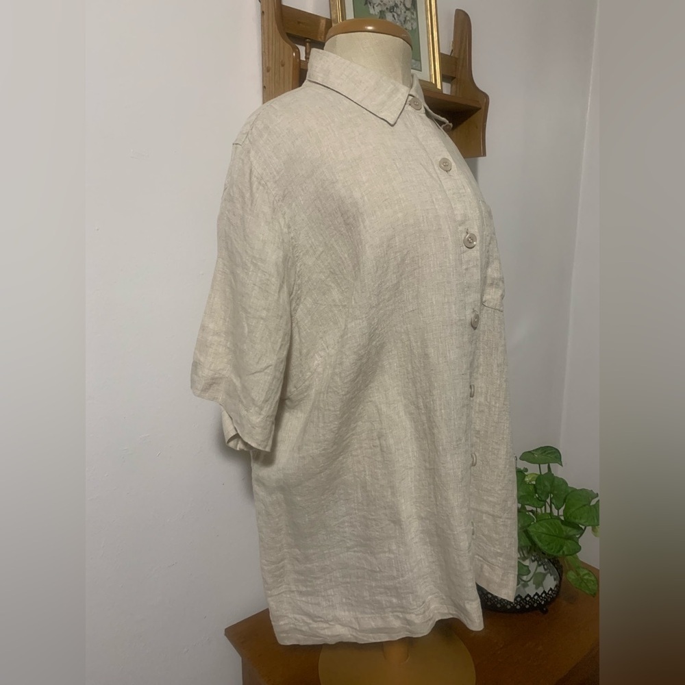 Coldwater Creek 100% Linen Camp Button Up Plus Shirt 1X - Picture 5 of 14